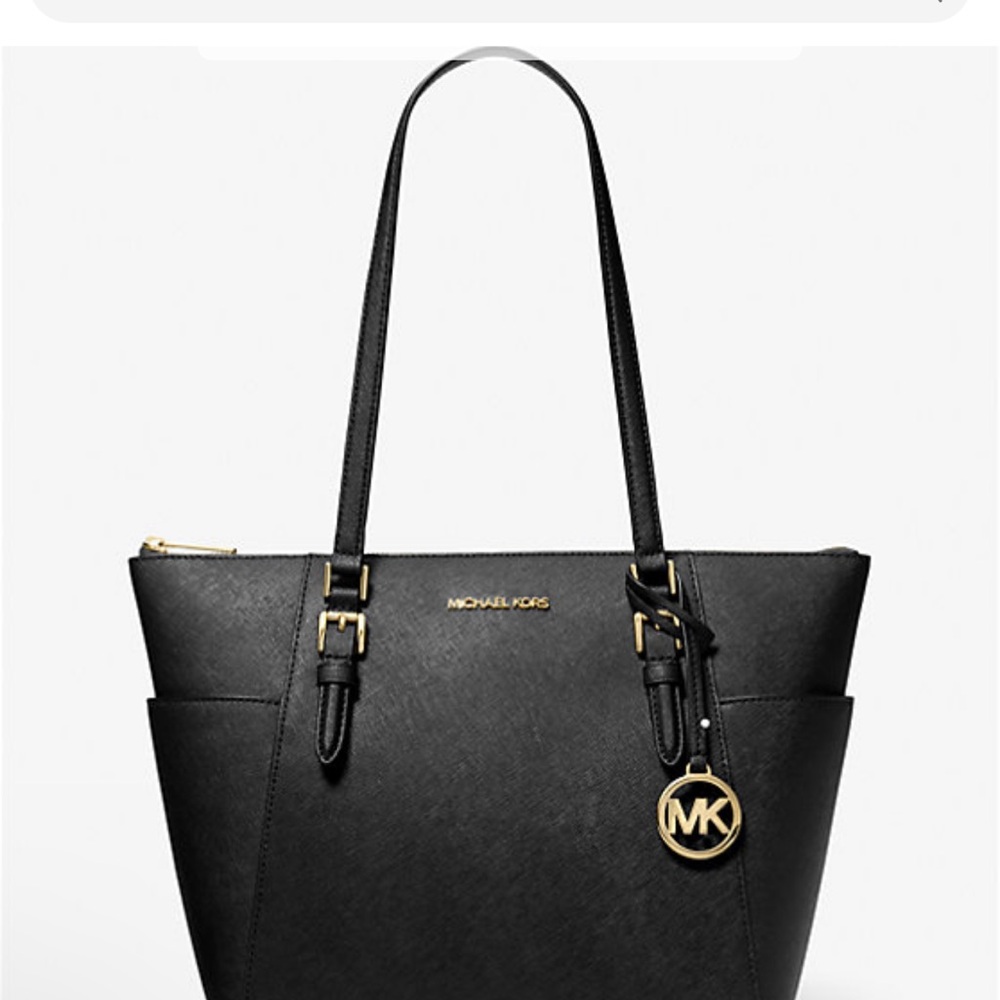 Michael Kors Black Tote with Gold Accents